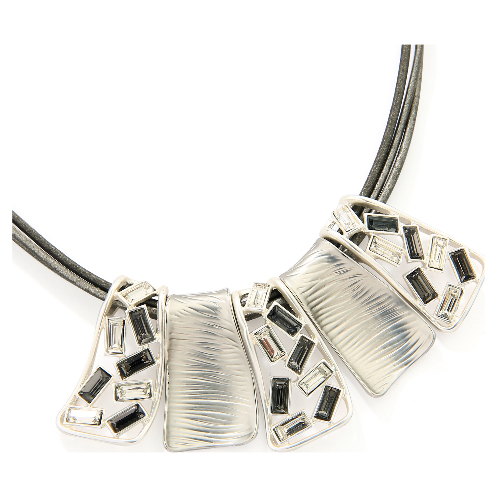 Silver Rectangle Pendant Necklace Set | JCUK
