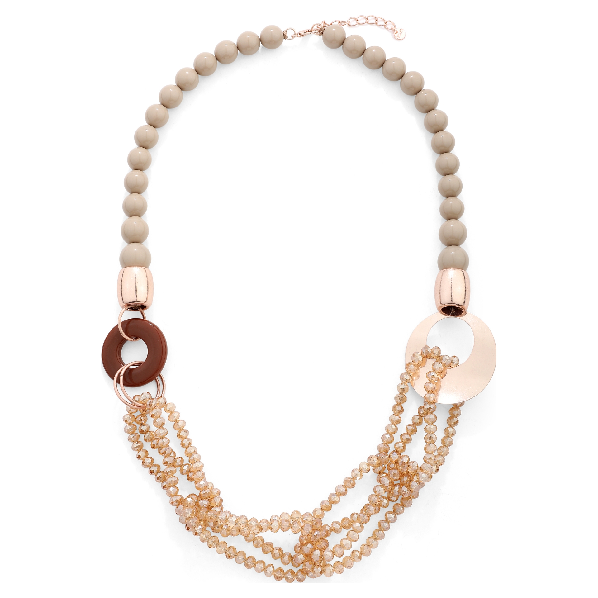 Rose Gold Layered Beads Necklace JCUK