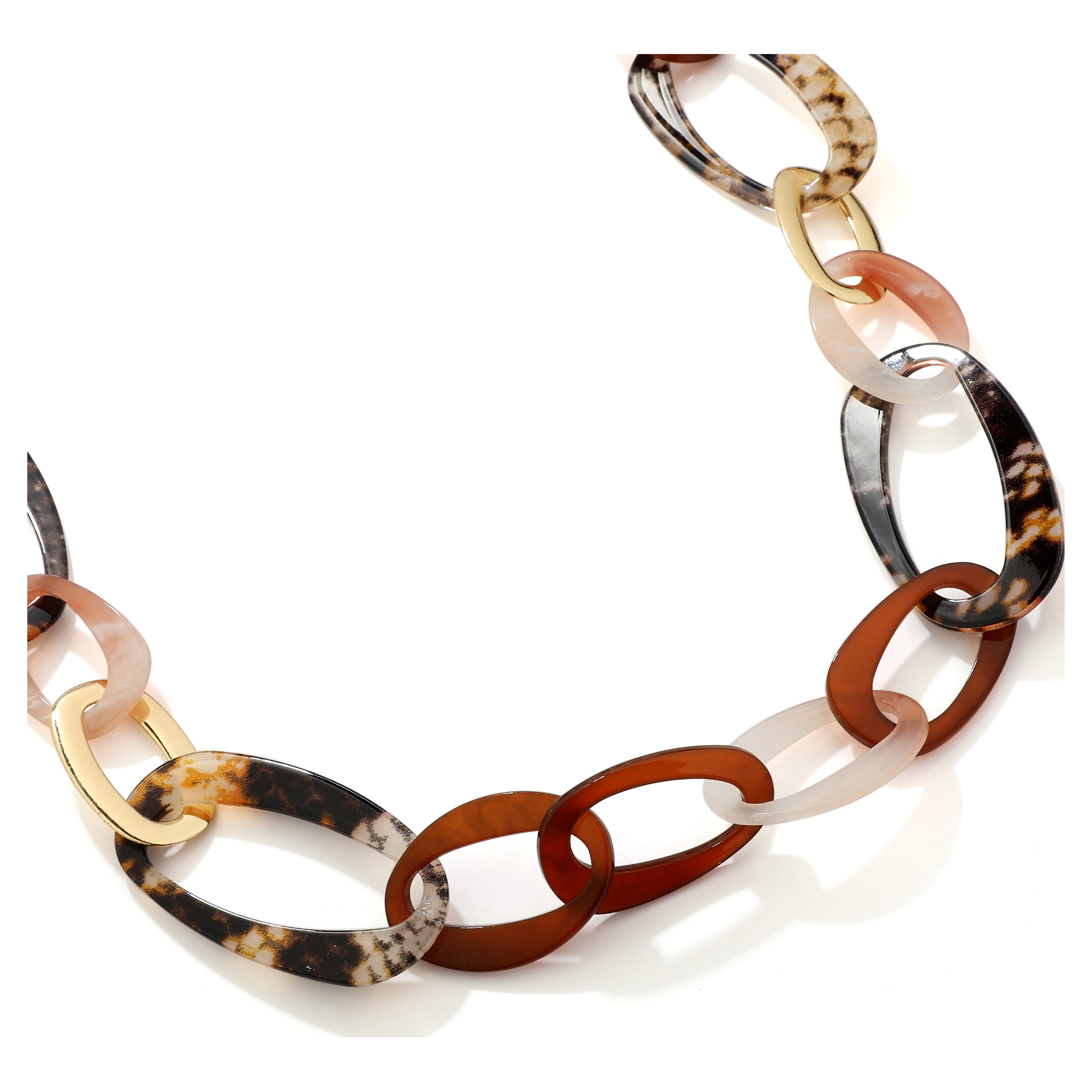 Interlinked Coffee Acrylic Rings with Scale Effects Necklace | JCUK